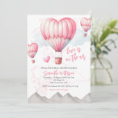熱気球の愛が空気のブライダルシャワー 招待状 (スタンド正面)