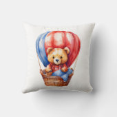 熱気球の枕に乗るかわいいクマ クッション (裏面)