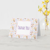 熱気球の水の色のパターンありがとう カード (黄色い花)