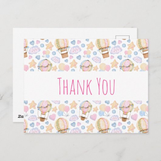 熱気球の水の色のパターンありがとう ポストカード (正面/裏面)