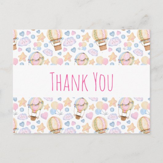 熱気球の水の色のパターンありがとう ポストカード (正面)