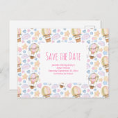 熱気球の水の色のパターン日付を保存 インビテーションポストカード (正面/裏面)