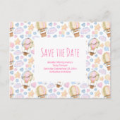 熱気球の水の色のパターン日付を保存 インビテーションポストカード (正面)