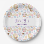 熱気球の水の色のパターン赤ちゃんシャワー ペーパープレート (正面)