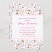 熱気球の水の色のパターン赤ちゃんシャワー 招待状 (正面/裏面)