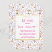 熱気球の水の色のパターン赤ちゃんシャワー 招待状 (正面/裏面)