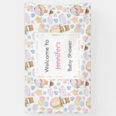 熱気球の水の色のパターン赤ちゃんシャワー 横断幕 (縦)