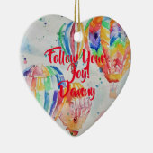 熱気球の水の色の子供名の装飾 セラミックオーナメント (右)