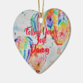 熱気球の水の色の子供名の装飾 セラミックオーナメント (左)