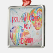 熱気球の水の色の子供名の装飾 メタルオーナメント (左)