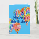 熱気球の水の色の男の子の男性誕生日カード カード (正面)