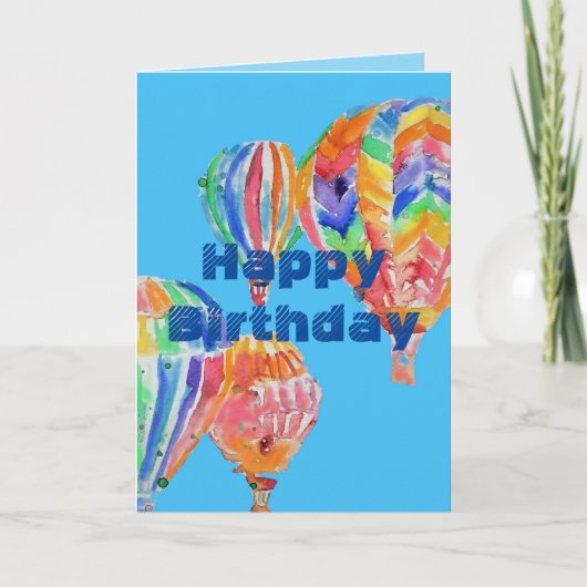 熱気球の水の色の男の子の男性誕生日カード カード (正面)