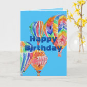 熱気球の水の色の男の子の男性誕生日カード カード (黄色い花)