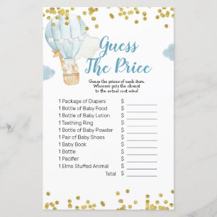 熱気球の水の色は、価格を推測ゲーム