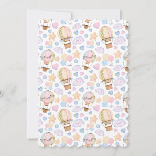 熱気球の水の色パターン誕生日 招待状 (裏面)