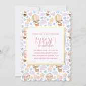 熱気球の水の色パターン誕生日 招待状 (正面)