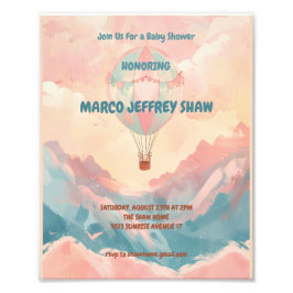 熱気球の水の色ベビーシャワー フォトプリント           