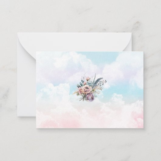 熱気球の水色ピンクの薄紫金ゴールド感謝してい ノートカード (裏面)