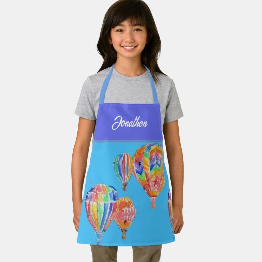 熱気球の水色ボーイズ子供名エプロン エプロン (インサイチュ)