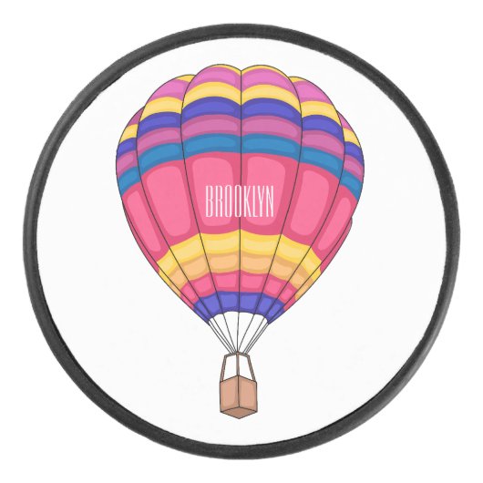 熱気球の漫画イラストレーション アイスホッケーパック (正面)