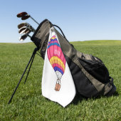 熱気球の漫画イラストレーション ゴルフタオル (グリーン)