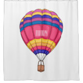 熱気球の漫画イラストレーション シャワーカーテン (正面)