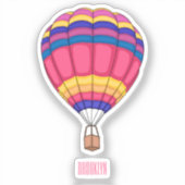 熱気球の漫画イラストレーション シール (正面)