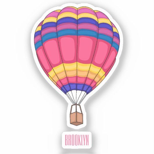 熱気球の漫画イラストレーション シール (正面)