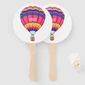 熱気球の漫画イラストレーション ハンドファン (正面&裏面)