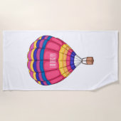 熱気球の漫画イラストレーション ビーチタオル (正面)