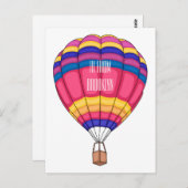 熱気球の漫画イラストレーション ポストカード (正面/裏面)