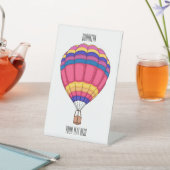 熱気球の漫画イラストレーション 台座サイン (インサイチュ)