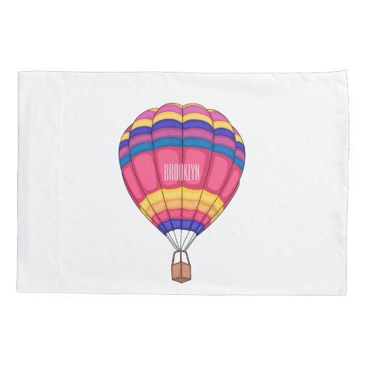 熱気球の漫画イラストレーション 枕カバー (裏面)