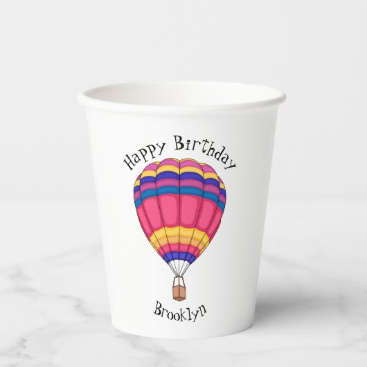 熱気球の漫画イラストレーション 紙コップ (正面)