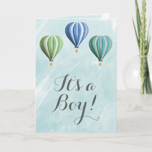 熱気球の男の子の告知カードだ 案内状 (正面)