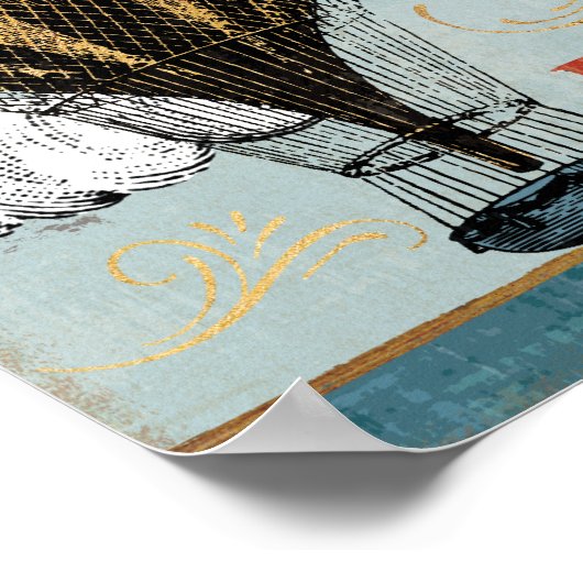 熱気球の空が限界引用文 ポスター (角)