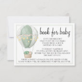 熱気球の緑の赤ちゃんシャワーエンクロージャカード 出欠カード (正面)