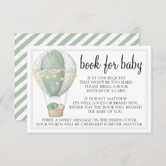 熱気球の緑の赤ちゃんシャワーエンクロージャカード 出欠カード (正面/裏面)