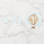 熱気球の茶色のフラグの青い雲ベビーシャワー コンフェッティ (裏面)