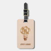 熱気球の荷物入りテディベア/デイケアラベル ラゲッジタグ (正面縦)