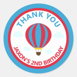 熱気球の誕生日パーティーありがとう ラウンドシール