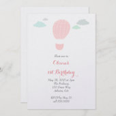 熱気球の誕生日パーティーの招待状 招待状 (正面/裏面)