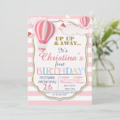 熱気球の誕生日パーティーの招待状 招待状 (スタンド正面)