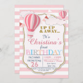 熱気球の誕生日パーティーの招待状 招待状 (正面/裏面)