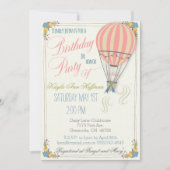 熱気球の誕生日パーティーの招待状。 招待状 (正面)