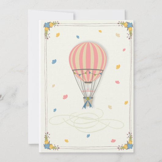熱気球の誕生日パーティーの招待状。 招待状 (裏面)