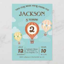 熱気球の誕生日パーティーの招待状 招待状