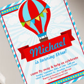 熱気球の誕生日パーティーの招待状 招待状