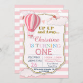 熱気球の誕生日パーティーの招待状 招待状 (正面/裏面)