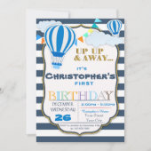 熱気球の誕生日パーティーの招待 招待状 (正面)